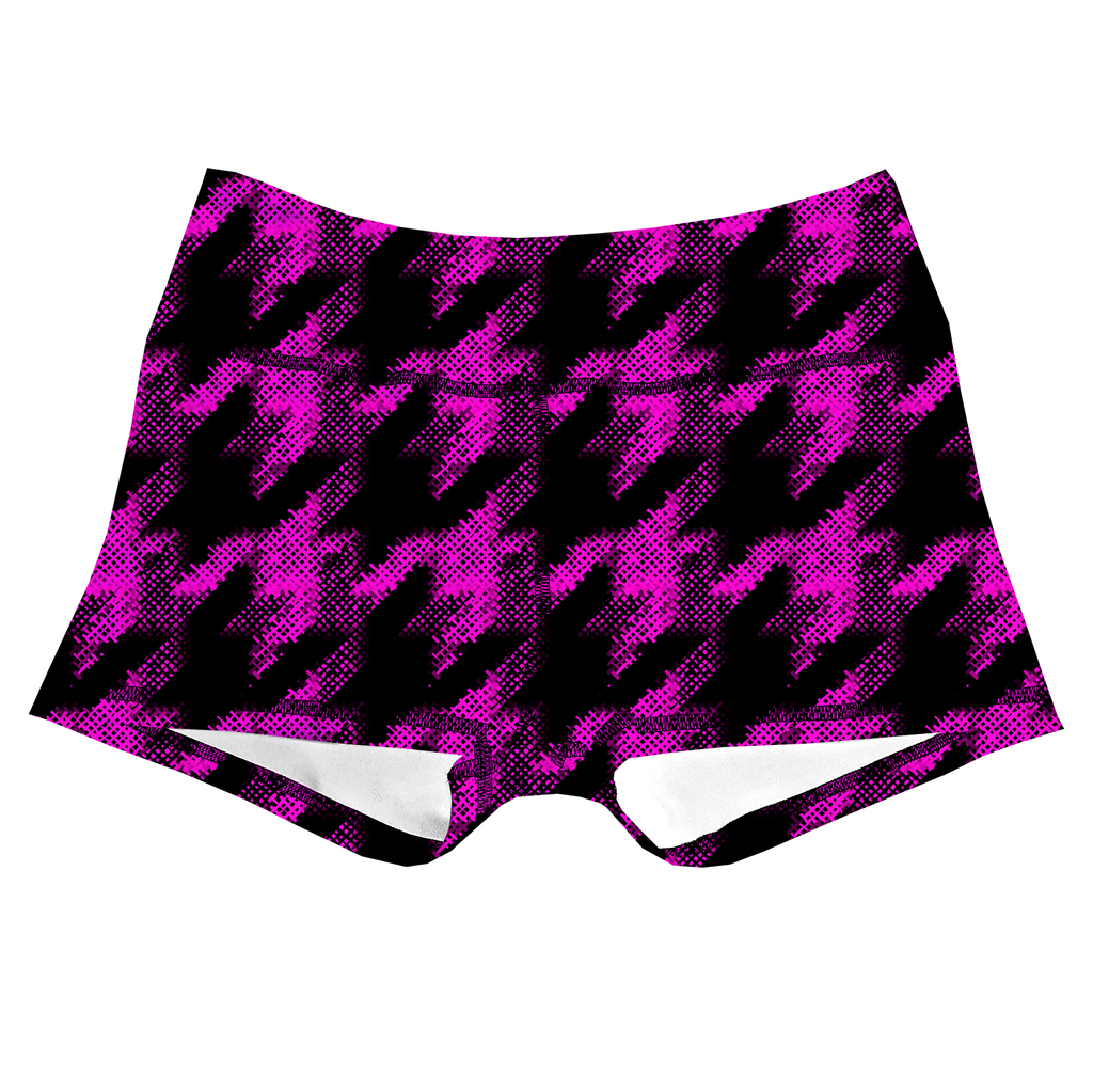 Performance Booty Shorts - Pink Houndstooth