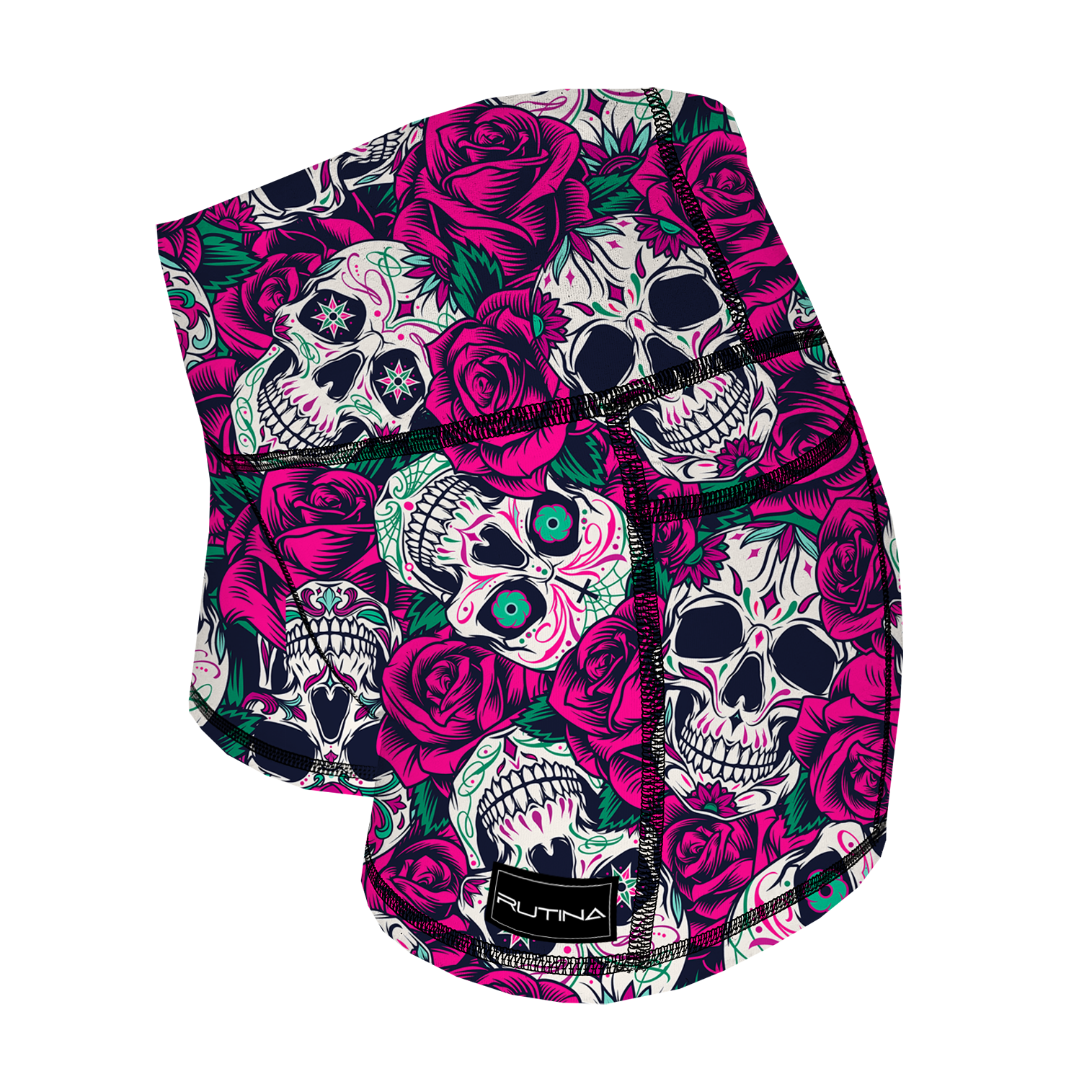 Performance Booty Shorts - Pink Skulls & Roses