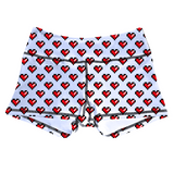 Performance Booty Shorts - Pixel Hearts