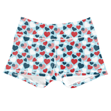 Performance Booty Shorts  - Red, White, and Blue Hearts
