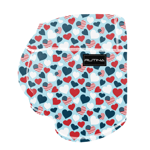 Performance Booty Shorts  - Red, White, and Blue Hearts