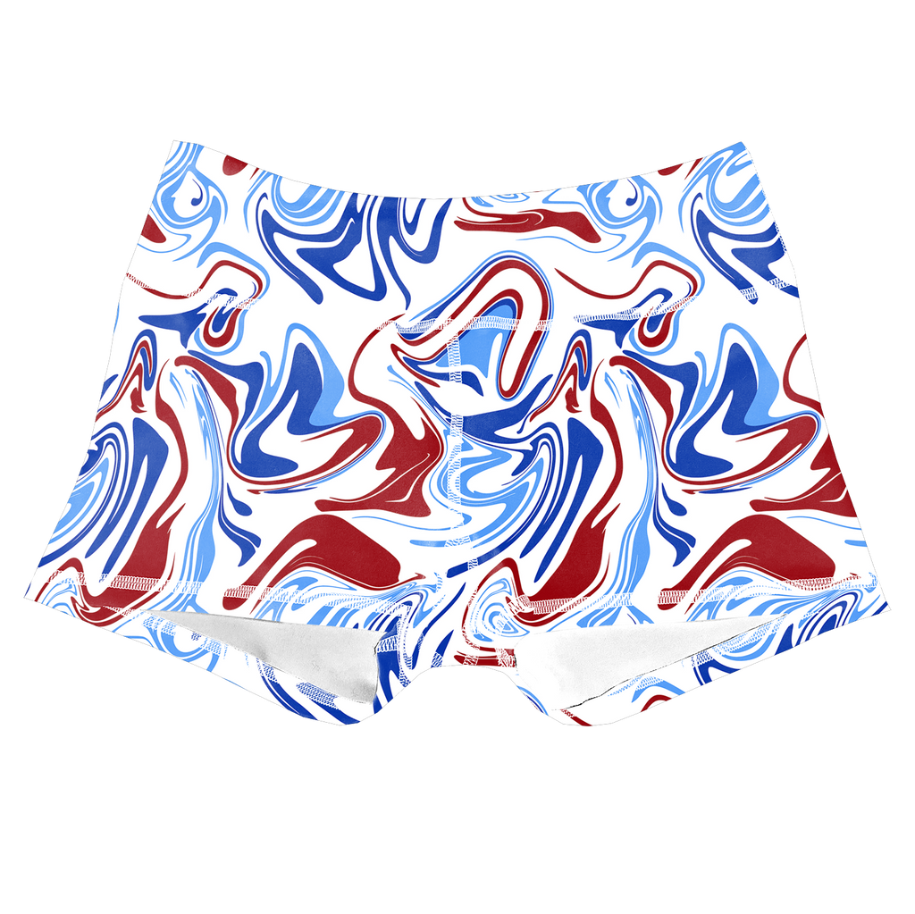 Performance Booty Shorts - Red, White, & Blue Marble