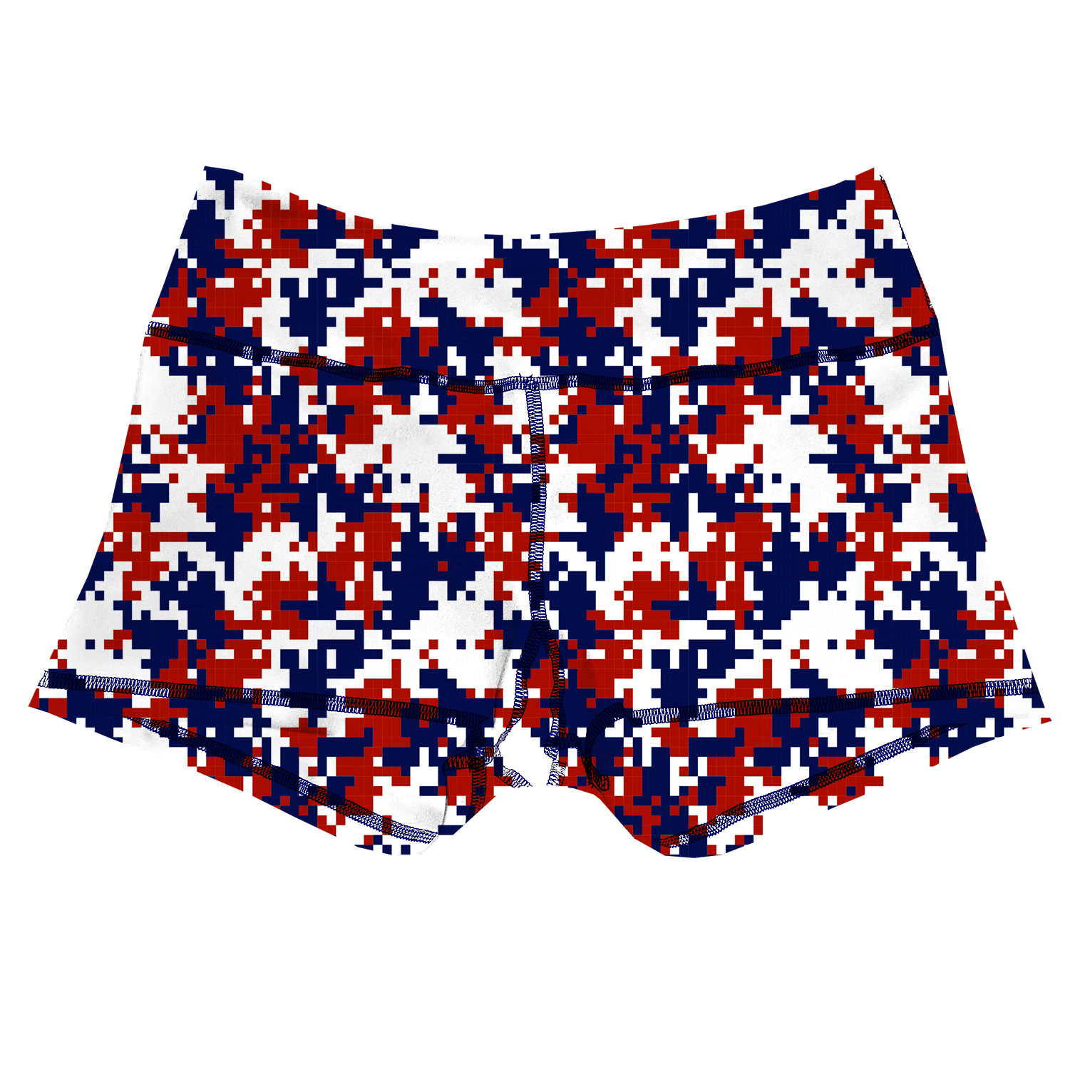 Performance Booty Shorts - Red, White, & Blue Pixel