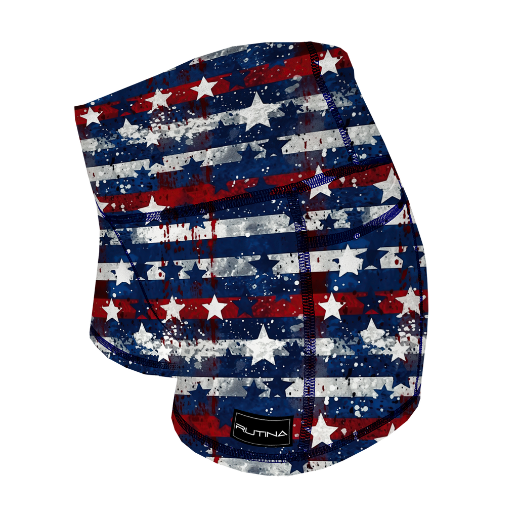 Performance Booty Shorts - Red, White, & Blue Splatter