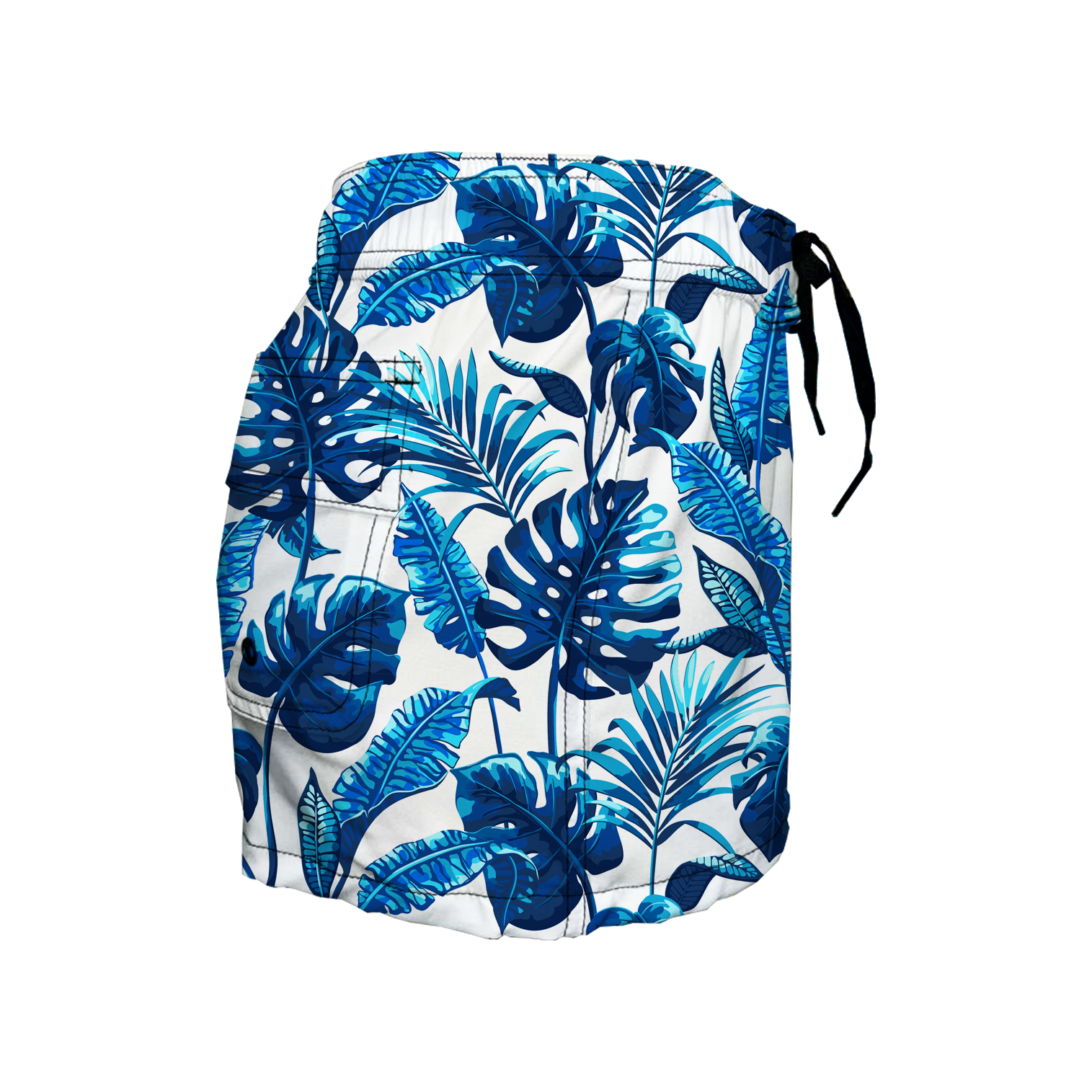 Women's Elastic Waist Boardshorts - Sapphire Leaves