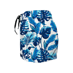 Women's Elastic Waist Boardshorts - Sapphire Leaves