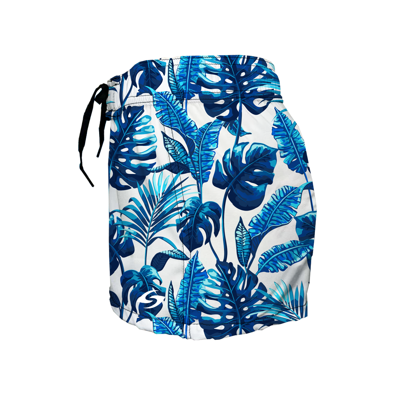 Women's Elastic Waist Boardshorts - Sapphire Leaves