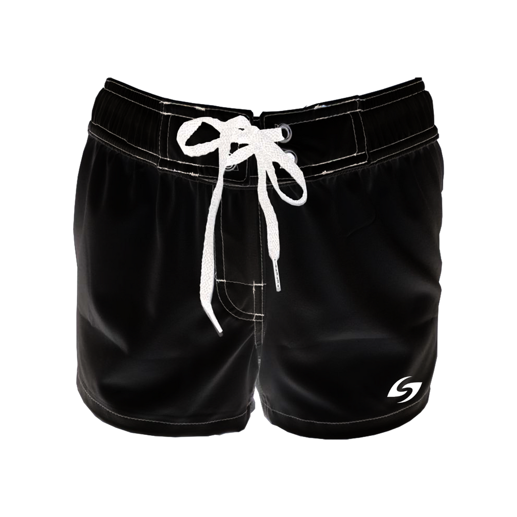 Women's Elastic Waist Boardshorts - Black & White