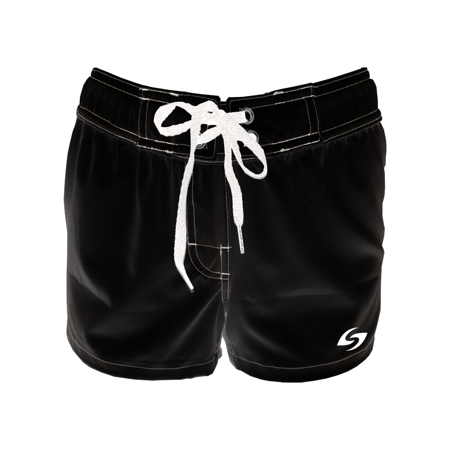 Women's Elastic Waist Boardshorts - Black & White
