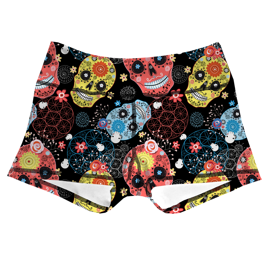Performance Booty Shorts - Sugar Skulls