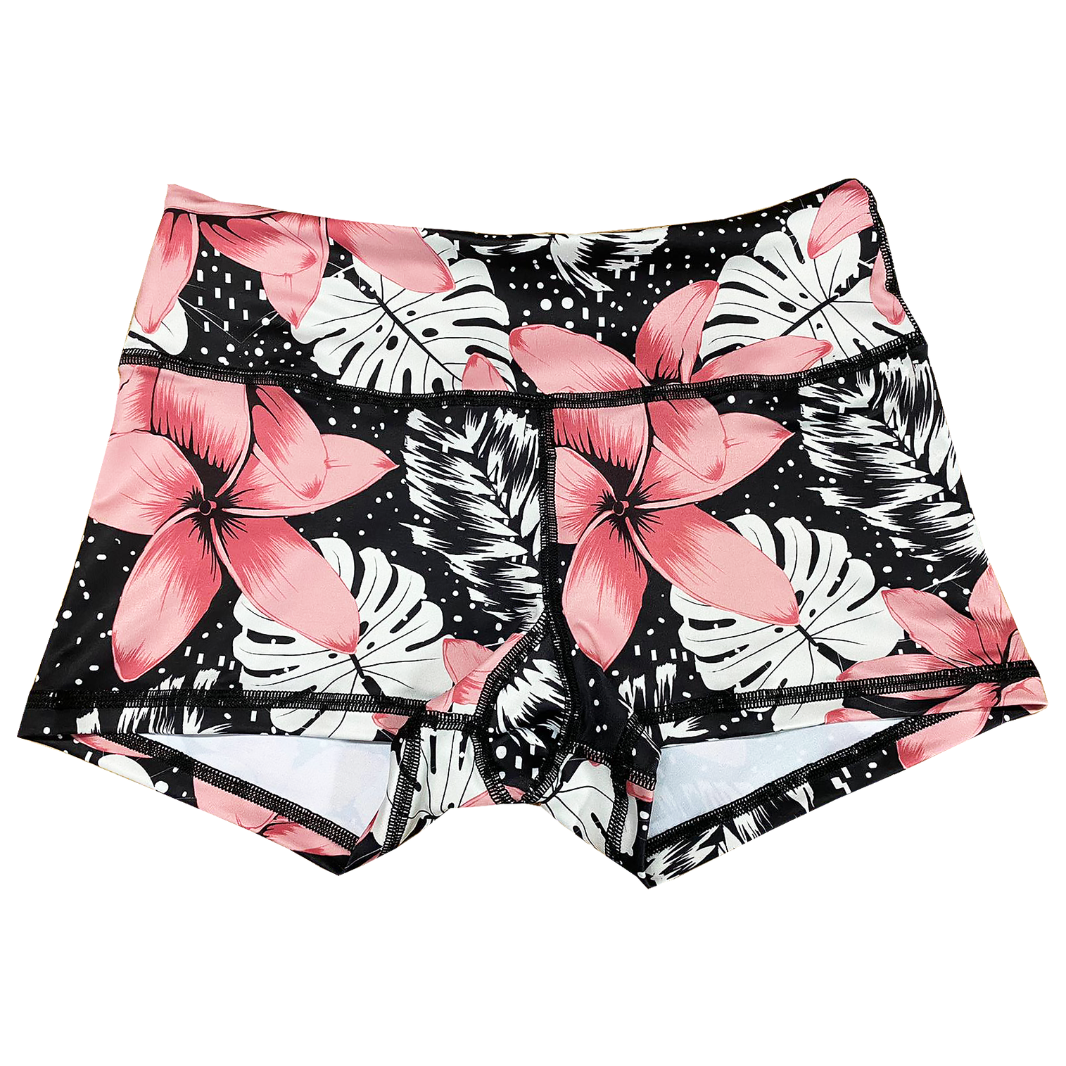 Performance Booty Shorts - Pink Tropical Flower
