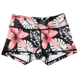 Performance Booty Shorts - Pink Tropical Flower