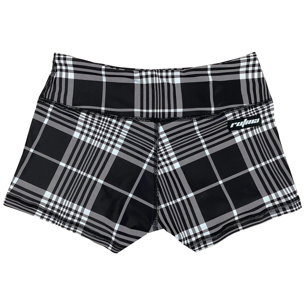 Performance Booty Shorts - Black Plaid