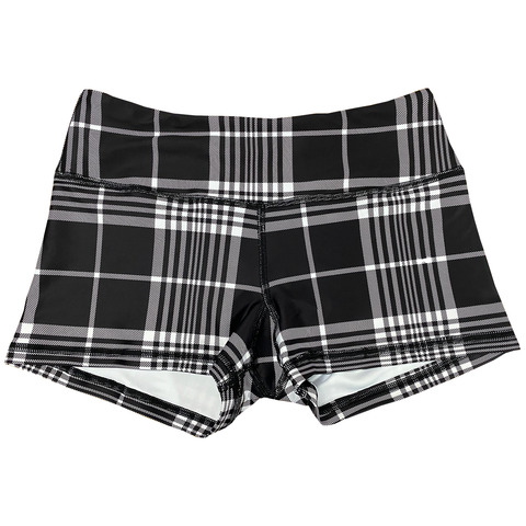 Performance Booty Shorts - Black Plaid