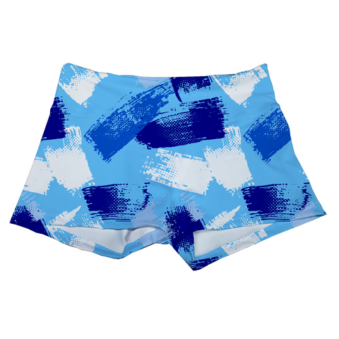 Performance Booty Shorts - Blue Brush Strokes