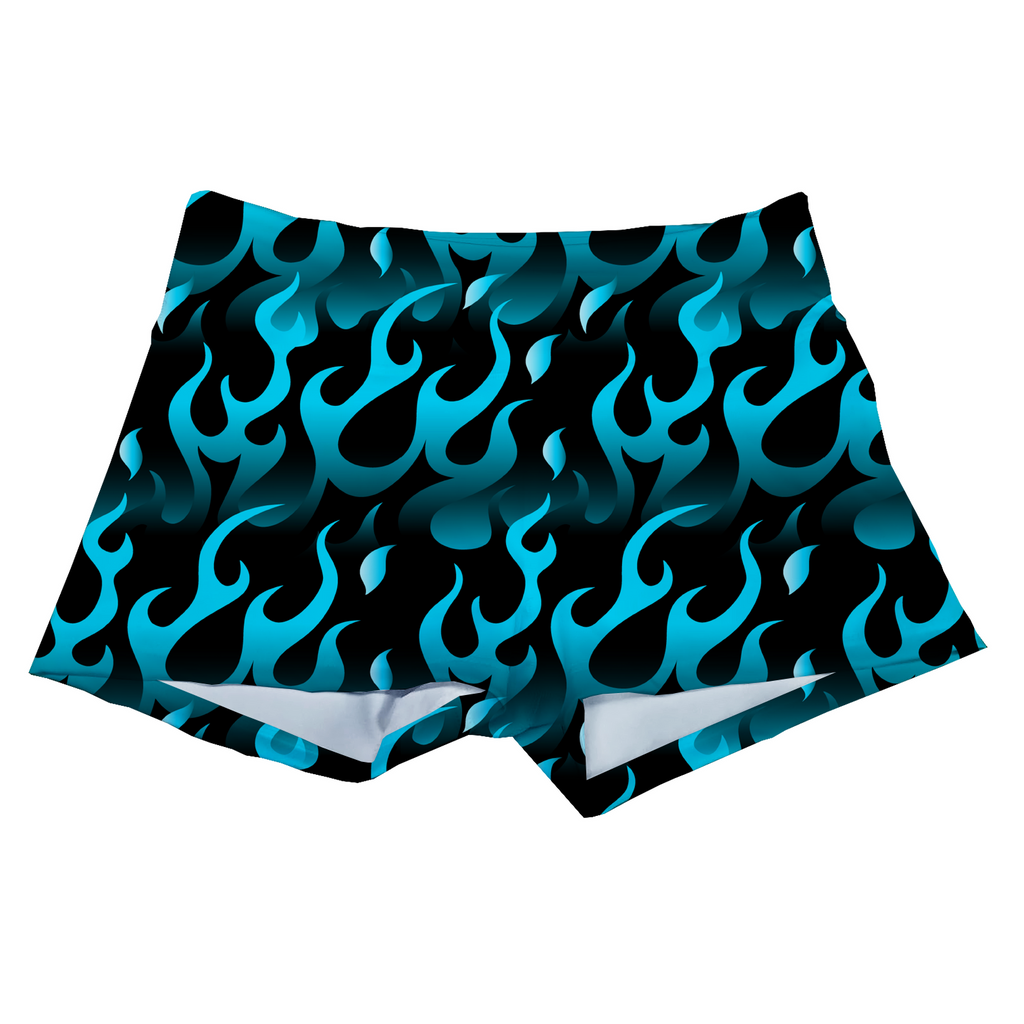 Performance Booty Shorts  - Blue Flames