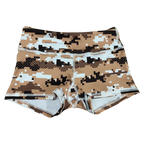Performance Booty Shorts - Brown Pixel Camo