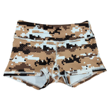 Performance Booty Shorts - Brown Pixel Camo