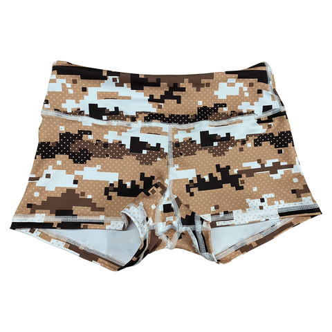 Performance Booty Shorts - Brown Pixel Camo