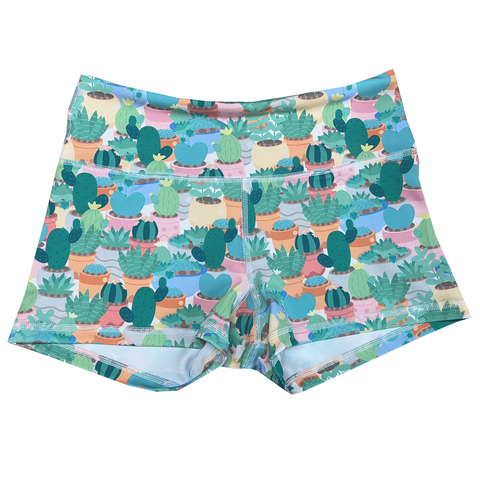 Performance Booty Shorts  - Succulent Garden