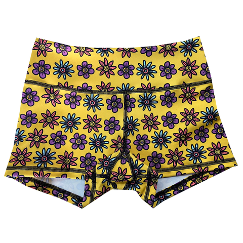 Performance Booty Shorts - Flower Doodles