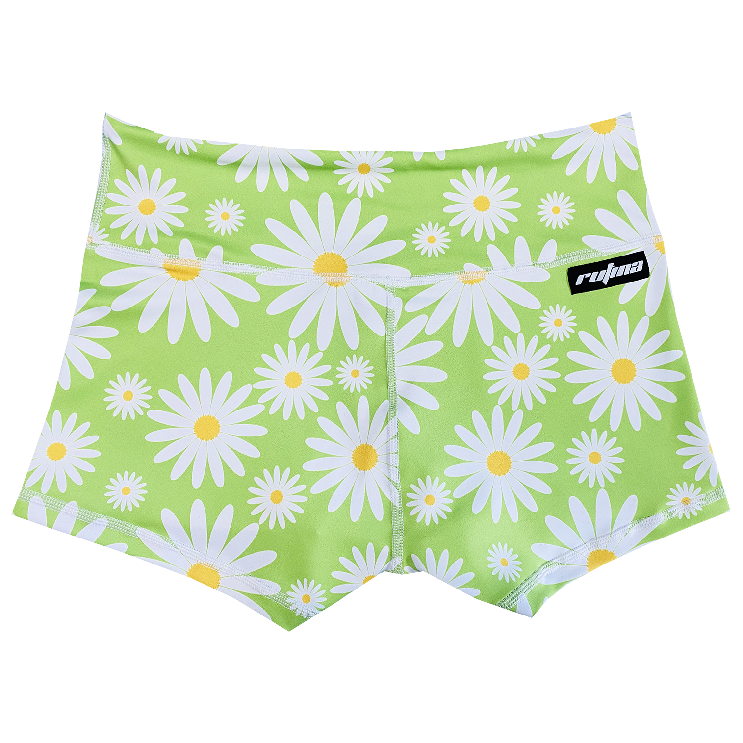 Performance Booty Shorts  - Lime Green Daisies Secondary image