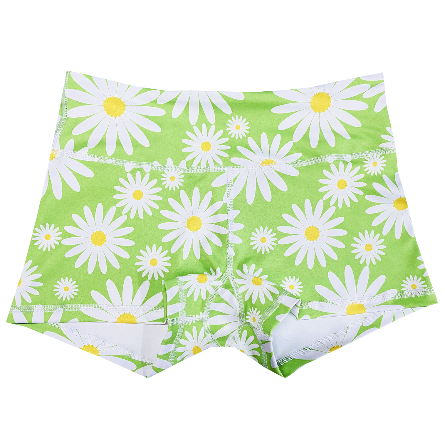 Performance Booty Shorts  - Lime Green Daisies Main image