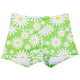 Performance Booty Shorts  - Lime Green Daisies