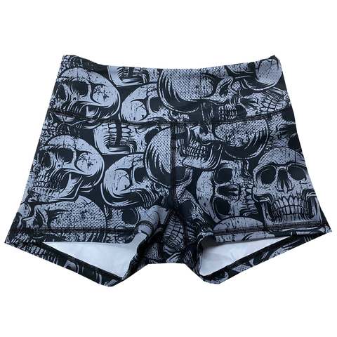 Performance Booty Shorts - Grunge Skulls