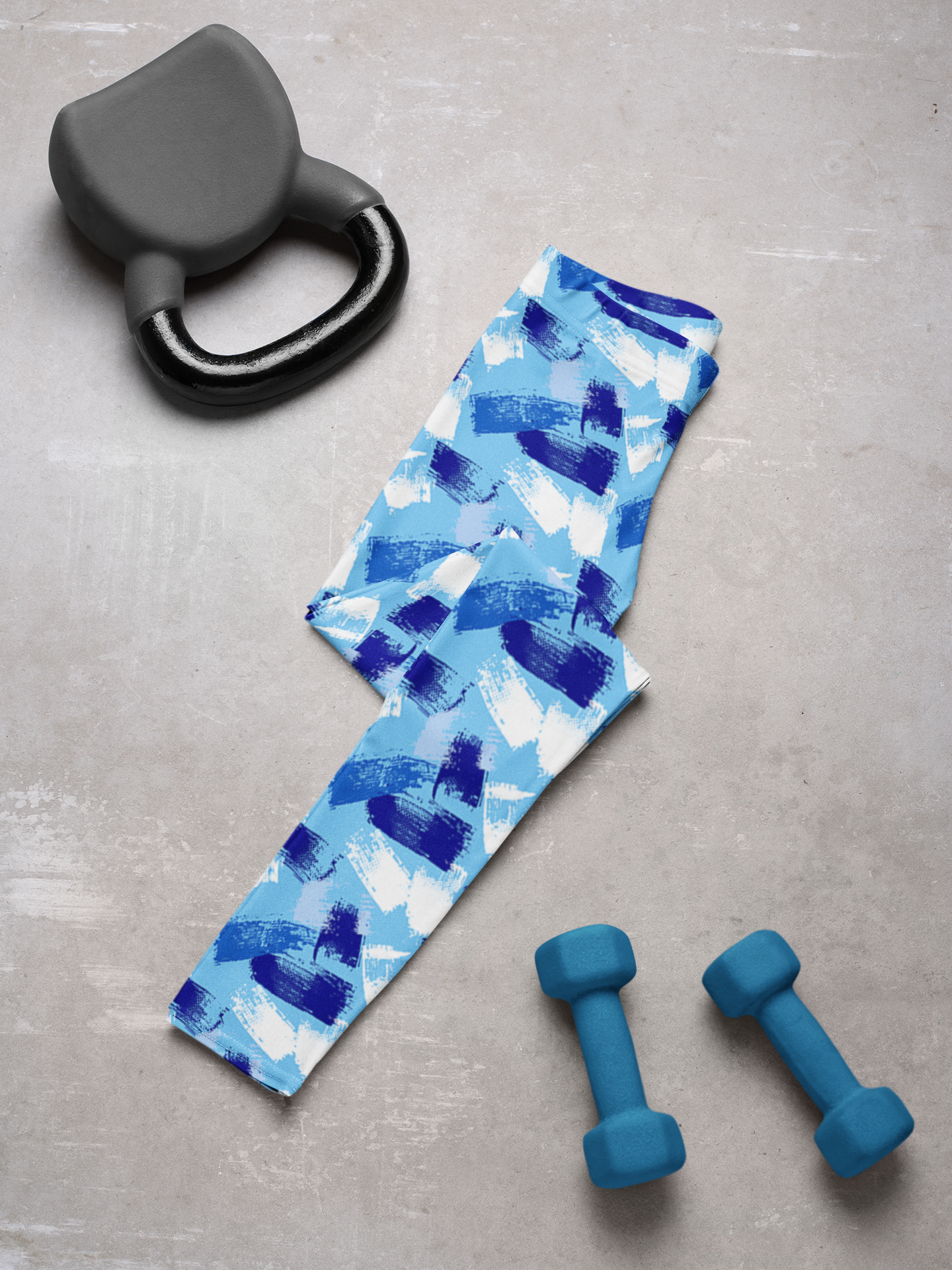 Women's Leggings - Blue Brush Strokes Secondary image