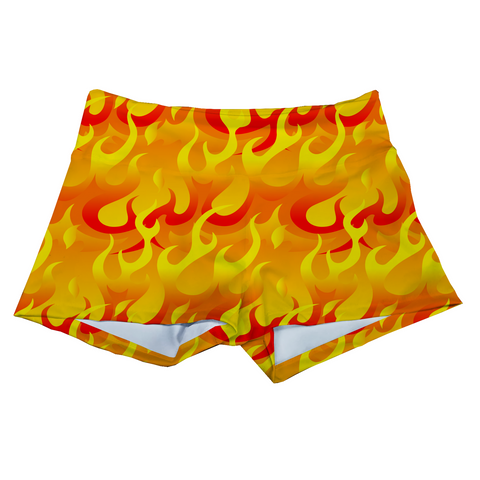 Performance Booty Shorts  - Orange Flames