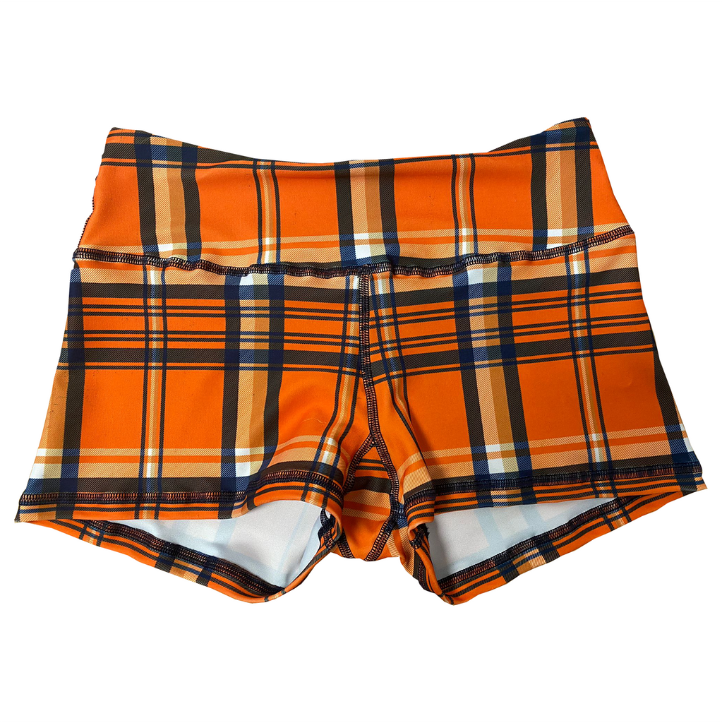 Performance Booty Shorts  - Orange Plaid