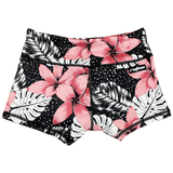 Performance Booty Shorts - Pink Tropical Flower