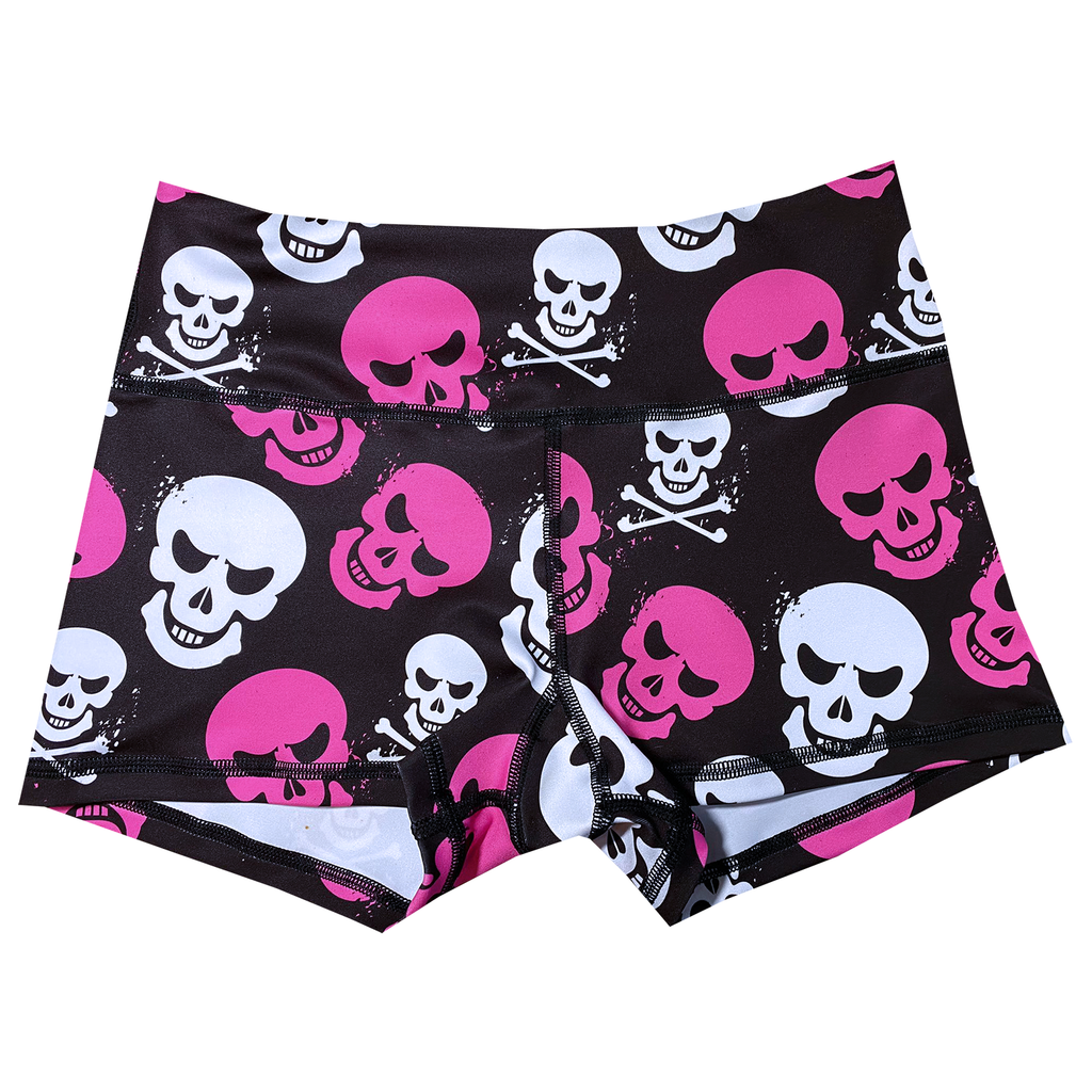 Performance Booty Shorts  - Punk Pink Skulls