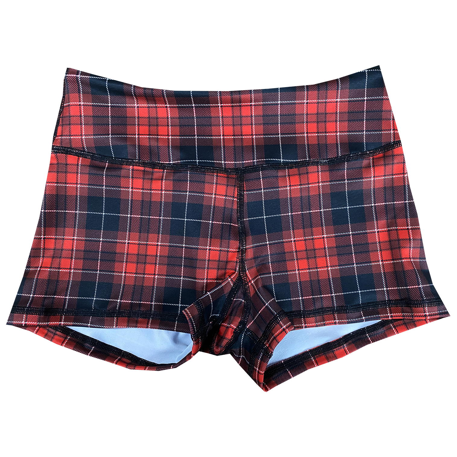 Performance Booty Shorts  - Red Plaid