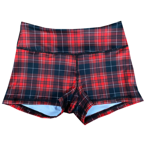 Performance Booty Shorts  - Red Plaid