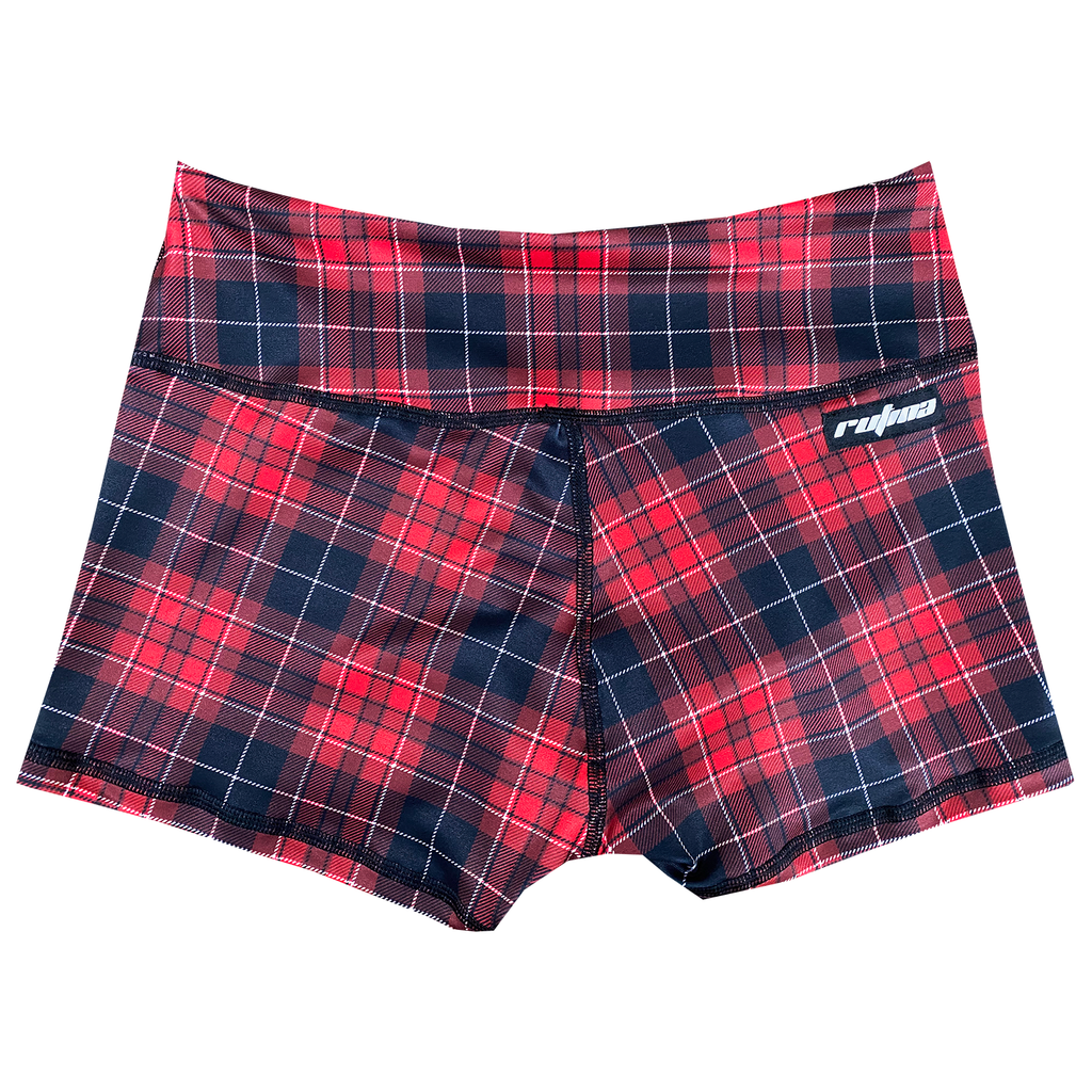 Performance Booty Shorts  - Red Plaid