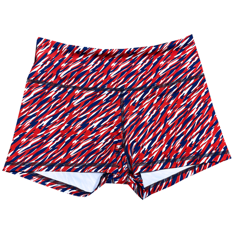 Performance Booty Shorts  - Red, White, & Blue Streaks