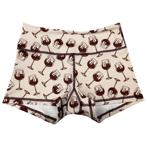 Performance Booty Shorts  - Wine Glasses